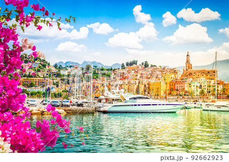 Menton embankment, France 92662923