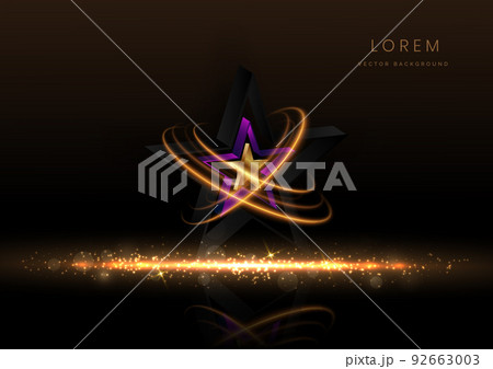 3d golden star with golden on dark background with lighting effect and spakle. Template luxury premium award design. 3d golden star with golden on dark background with lighting effect and spakle. Template luxury premium award design. 92663003