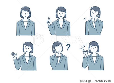 スーツ女性のポーズセット 92663546