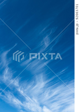 Beautiful blue sky with unusual white clouds. 92663701