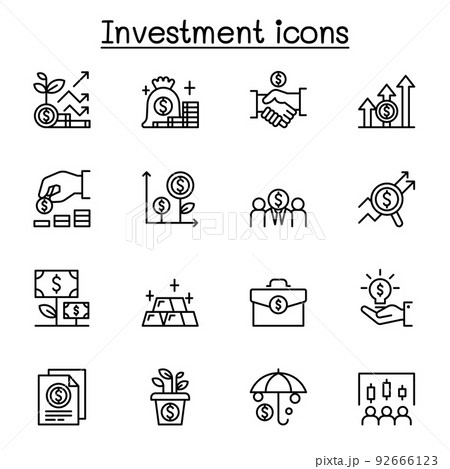 Money & Investment icon set in thin line style Money & Investment icon set in thin line style 92666123
