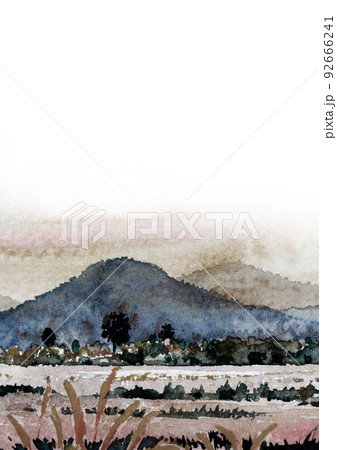 Abstract Landscapes, mountains. Posters. Blue, gray, blush, nature. 92666241