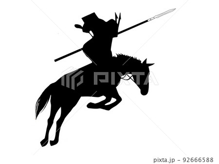 槍を持って馬に乗る武士イラスト 92666588