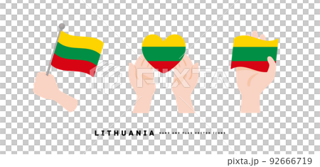 [立陶宛] 手和旗圖標矢量圖 92666719