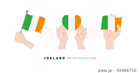 [アイルランド]手と国旗のアイコン ベクターイラスト