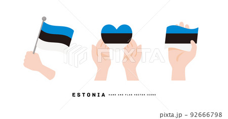 [エストニア]手と国旗のアイコン ベクターイラスト