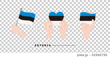 [エストニア]手と国旗のアイコン ベクターイラスト 92666798
