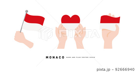 [モナコ]手と国旗のアイコン ベクターイラスト