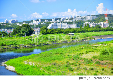 稲城大橋/多摩川より向陽台方面を望む(東京都稲城市)【2022.7】 稲城大橋/多摩川より向陽台方面を望む(東京都稲城市)【2022.7】 92667275