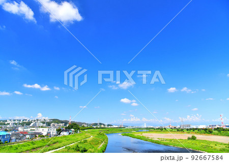 稲城大橋／多摩川より上流／是政橋方面を望む(東京都稲城市)【2022.7】 92667584