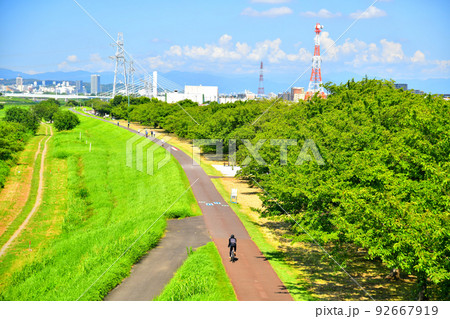 稲城大橋／多摩川より是政橋(府中多摩川かぜのみち)方面を望む(東京都府中市)【2022.7】 92667919