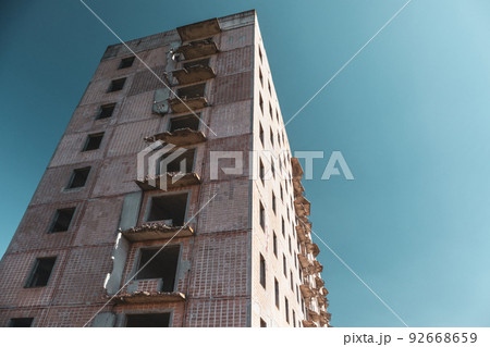 High building facade with crashed balconies High building facade with crashed balconies 92668659
