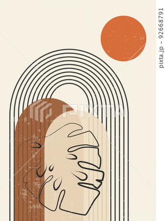 Abstract decorative background with leaf in boho style. Abstract decorative background with leaf in boho style. 92668791