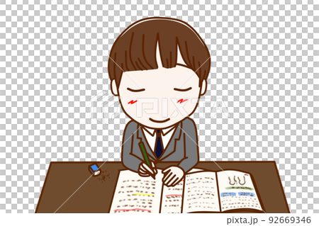 (Upper body front) A male student who smiles hard and enjoys studying (Upper body front) A male student who smiles hard and enjoys studying 92669346