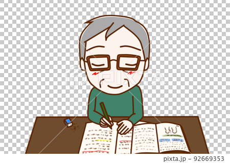 (上身正面)一個笑容燦爛,喜歡學習的老人 (上身正面)一個笑容燦爛,喜歡學習的老人 92669353