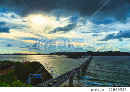 角島大橋　夕景景(山口県下関市) 92669535
