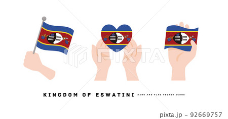 [エスワティニ王国]手と国旗のアイコン ベクターイラスト