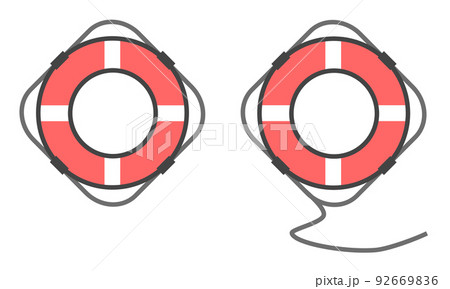 緊急時の救助に使われる船舶用の救命浮輪 92669836