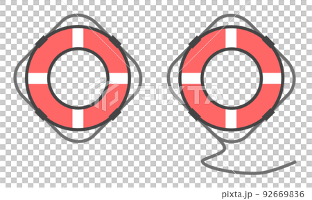 緊急時の救助に使われる船舶用の救命浮輪 92669836