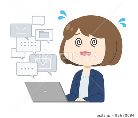 オーバーワークに焦る女性会社員 92670094