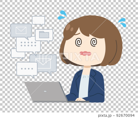 オーバーワークに焦る女性会社員 92670094