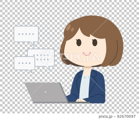 デスクワークをする女性会社員 デスクワークをする女性会社員 92670097