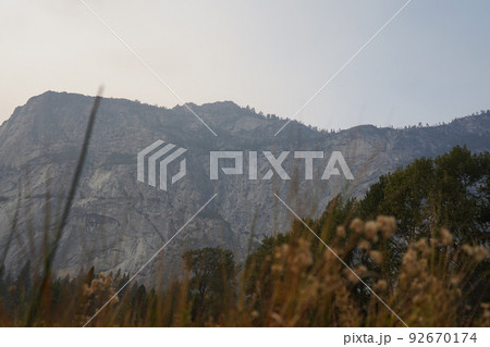 ヨセミテ国立公園　エルキャピタンと草原 92670174