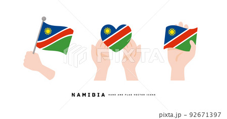 [ナミビア]手と国旗のアイコン ベクターイラスト