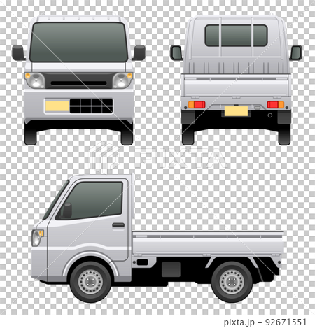 Illustration of a car seen from 3 directions (light truck) 92671551