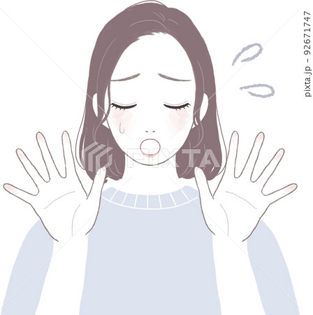 困って落ち込むボブカット(ストレート)のキレイな女性 手を開いたポーズver 92671747