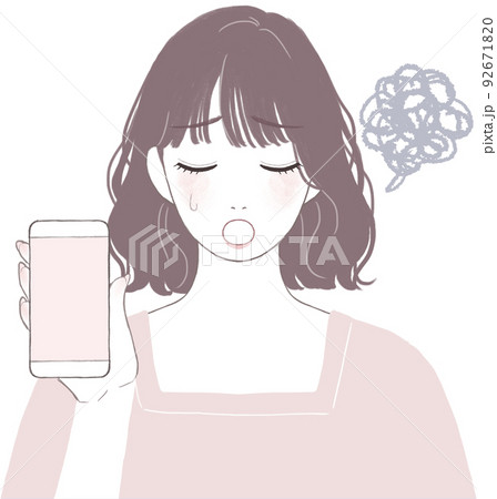 困って落ち込むボブカット(パーマ)の可愛い女性 困って落ち込むボブカット(パーマ)の可愛い女性 92671820