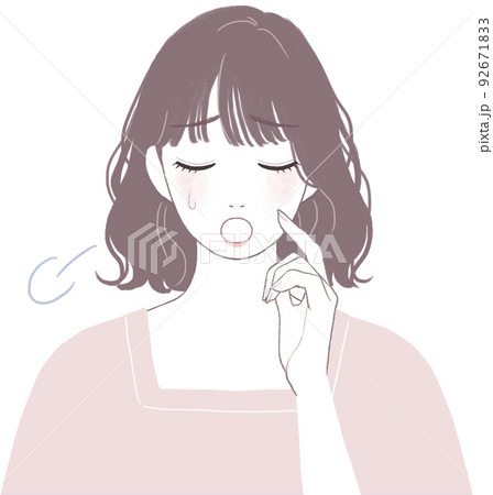 困って落ち込むボブカット(パーマ)の可愛い女性 顔に手を添えるver 困って落ち込むボブカット(パーマ)の可愛い女性 顔に手を添えるver 92671833