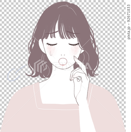 困って落ち込むボブカット(パーマ)の可愛い女性 顔に手を添えるver 困って落ち込むボブカット(パーマ)の可愛い女性 顔に手を添えるver 92671833