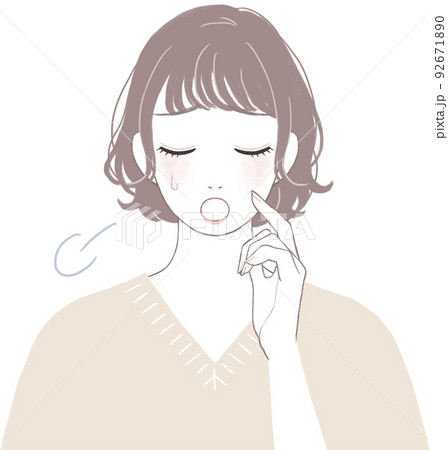 困って落ち込むショートカット(パーマ)の可愛い女性 顔に手を添えるver 困って落ち込むショートカット(パーマ)の可愛い女性 顔に手を添えるver 92671890