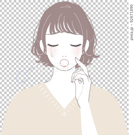 困って落ち込むショートカット(パーマ)の可愛い女性 顔に手を添えるver 困って落ち込むショートカット(パーマ)の可愛い女性 顔に手を添えるver 92671890