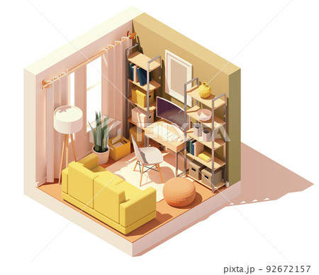 Vector isometric modern home office room 92672157