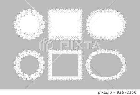 白いレースペーパーのベクターイラストセット素材 白いレースペーパーのベクターイラストセット素材 92672350