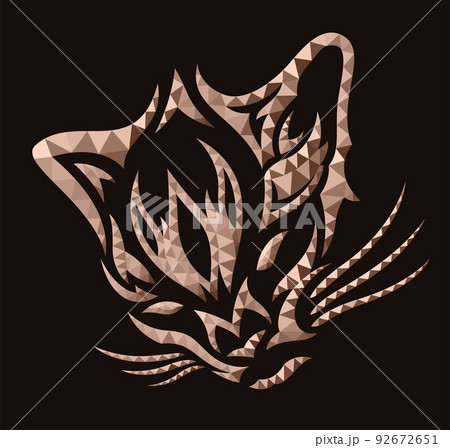 Low poly art with colorful red cat head 92672651