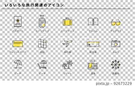 各種旅行和旅遊相關的圖標集、向量 92673229