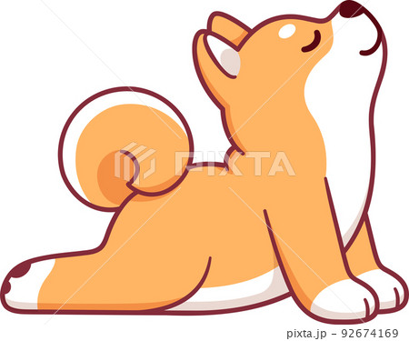 Cute Shiba Inu Upward Facing Dog yoga 92674169
