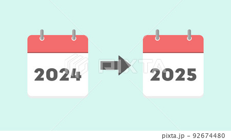 2024年と2025年の日めくりカレンダー - 年末年始･予定の変更･延期のイメージ素材 92674480