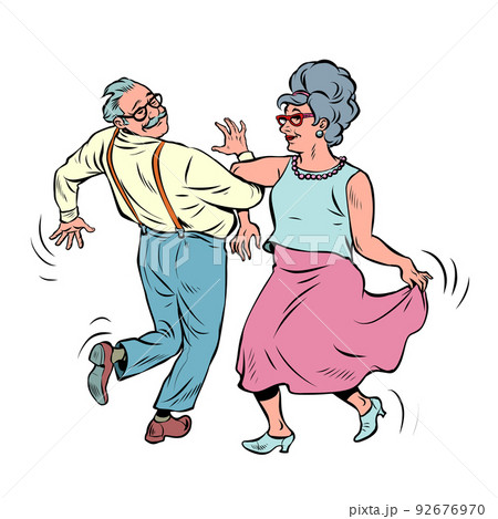 elderly couple old man and old lady dancing. pensioners rest. life style. music and art 92676970