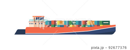 Ship for Cargo and Containers Sea Delivery, Nautical Shipping Boat with Cargo Isolated on White Background Ship for Cargo and Containers Sea Delivery, Nautical Shipping Boat with Cargo Isolated on White Background 92677376