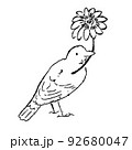 花をくわえた鳥 92680047