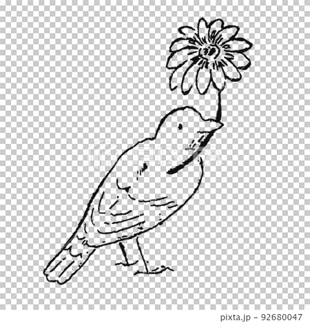 花をくわえた鳥 92680047