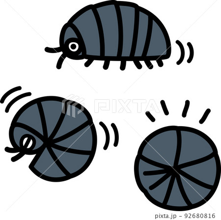 丸くなるダンゴムシのキャラクター 92680816
