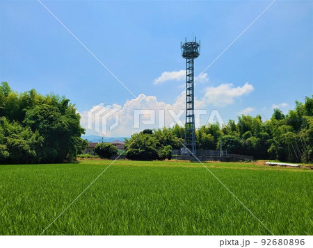 携帯電話基地局と水田 携帯電話基地局と水田 92680896