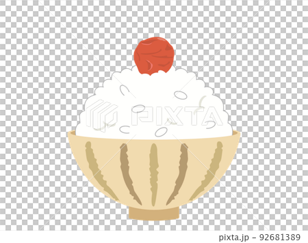 白米の上に梅干しがのっているイラスト 92681389