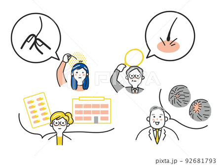 抜毛症は治療することが出来ます。ご相談ください フライヤー セット イラスト素材 抜毛症は治療することが出来ます。ご相談ください フライヤー セット イラスト素材 92681793