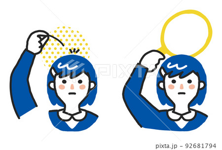 抜毛症で悩んでいる思春期の女子学生 セット イラスト素材 抜毛症で悩んでいる思春期の女子学生 セット イラスト素材 92681794